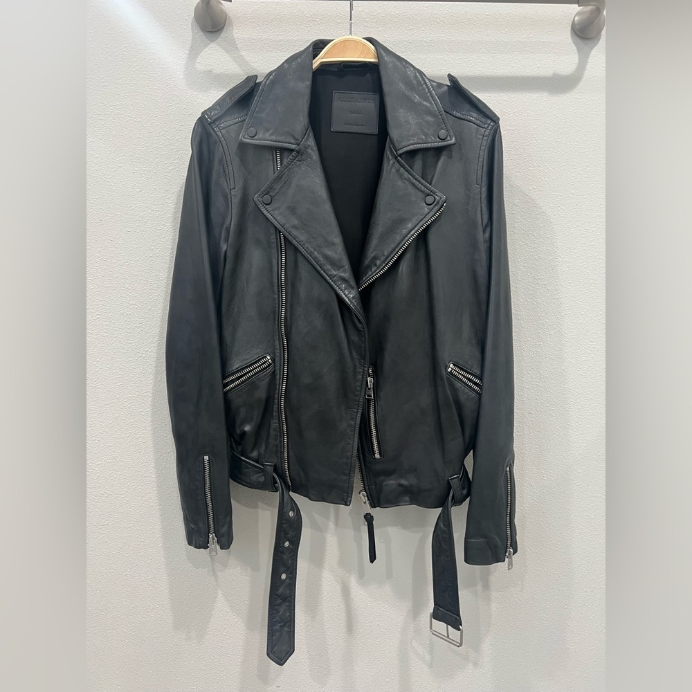 All Saints Black Leather Biker Jacket